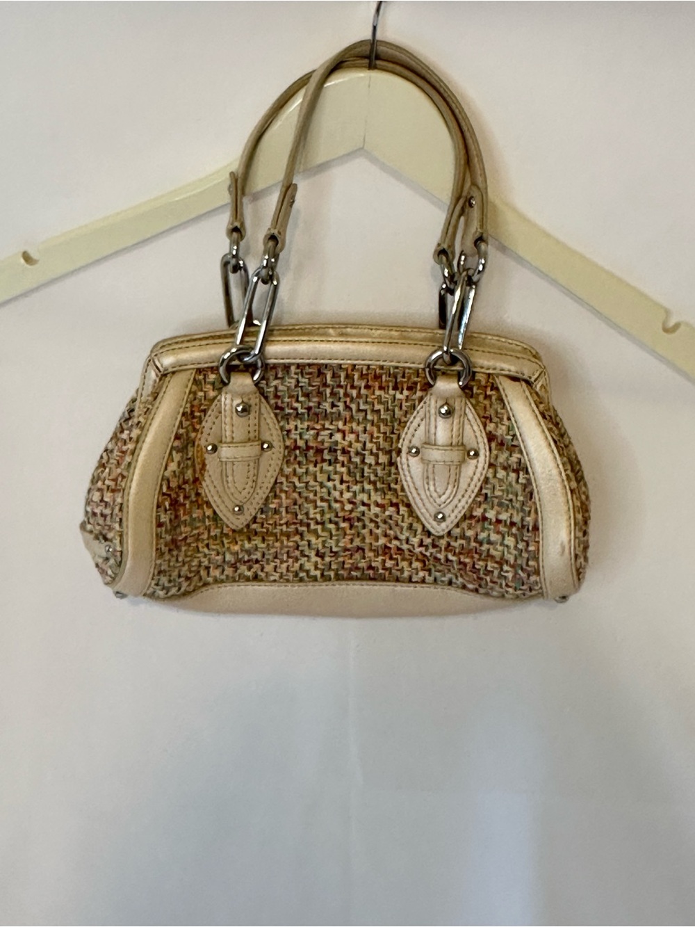 Cole Haan Cream Woven Multicolor Shoulder Bag